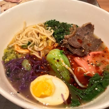 Reren Lamen & Bar - Kung Fu spicy beef ramen! GOOD! Even comes with pickled mustard greens/ 酸菜.  The egg is done quite nicely too :) - Ramen Near Me - Washington, DC, District of Columbia