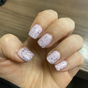 Forever Nails - Ballet pink with a glittery top coat - Nail Salons Near Me - Oakland, California