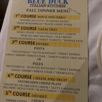 Blue Duck Italian Kitchen - Special dinner menu - Italian Near Me - Cisco, Texas