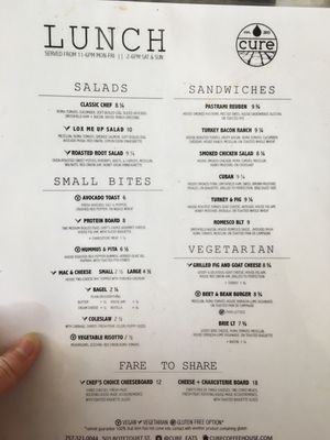 Menu photo 4 Cure Coffeehouse Norfolk, VA