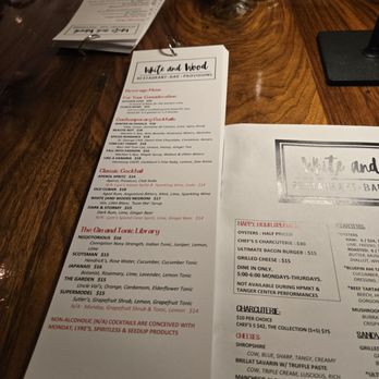 White and Wood - Wine and spirits menu. There were also alcohol-free options - Wine Bars Near Me - Greensboro, North Carolina