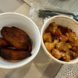 Fried Plantains and Bourbon Chicken (I took the photo after eating some)