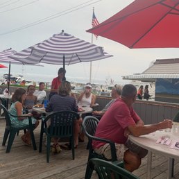 Outdoor dining next to the marina