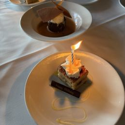 Birthday butter cake and toffee pudding