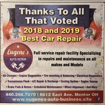 Eugene's Auto Repair - Eugene's Auto Repair is honored to have been voted "Best of the Best" Car Repair shop by The News-Herald for 2 years in a row! - Auto Repair Near Me - Mentor, Ohio Eugene's Auto Repair - Eugene's Auto Repair is honored to have been voted "Best of the Best" Car Repair shop by The News-Herald for 2 years in a row! - Auto Repair Near Me - Mentor, Ohio