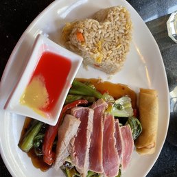 Spicy Seared tuna over Bok Choy and vegetables. Spicy Seared tuna over Bok Choy and vegetables.