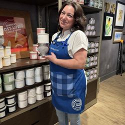 Bath & Body Works - Our Sales Associate Nikki showing off a sparkly candleholder with a new candle. Love it! Julie A