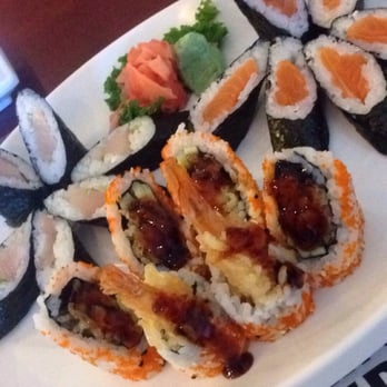 Aka Sushi - Yellowtail roll, salmon roll & shrimp tempura roll - Sushi Bars Near Me - Bristow, Virginia