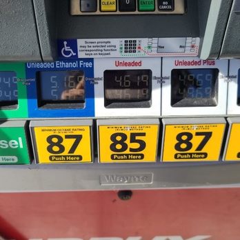 Murphy Express - Prices on  07-05-2022 - Fuel pump with digital displays of fuel prices, octane ratings, and labels for diesel and unleaded gasoline options. - Convenience Stores Near Me - Aurora, Colorado