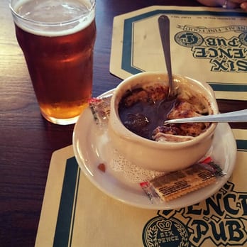 Six Pence Pub - French onion is delicious! Grab a Pub Burger with Gouda and Bacon if you like deliciousness - Pubs Near Me - Savannah, Georgia Six Pence Pub - French onion is delicious! Grab a Pub Burger with Gouda and Bacon if you like deliciousness - Pubs Near Me - Savannah, Georgia