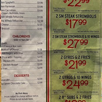 Padrinos Wings & Subs - Menu (2of4) - Italian Near Me - Lexington, North Carolina Padrinos Wings & Subs - Menu (2of4) - Italian Near Me - Lexington, North Carolina