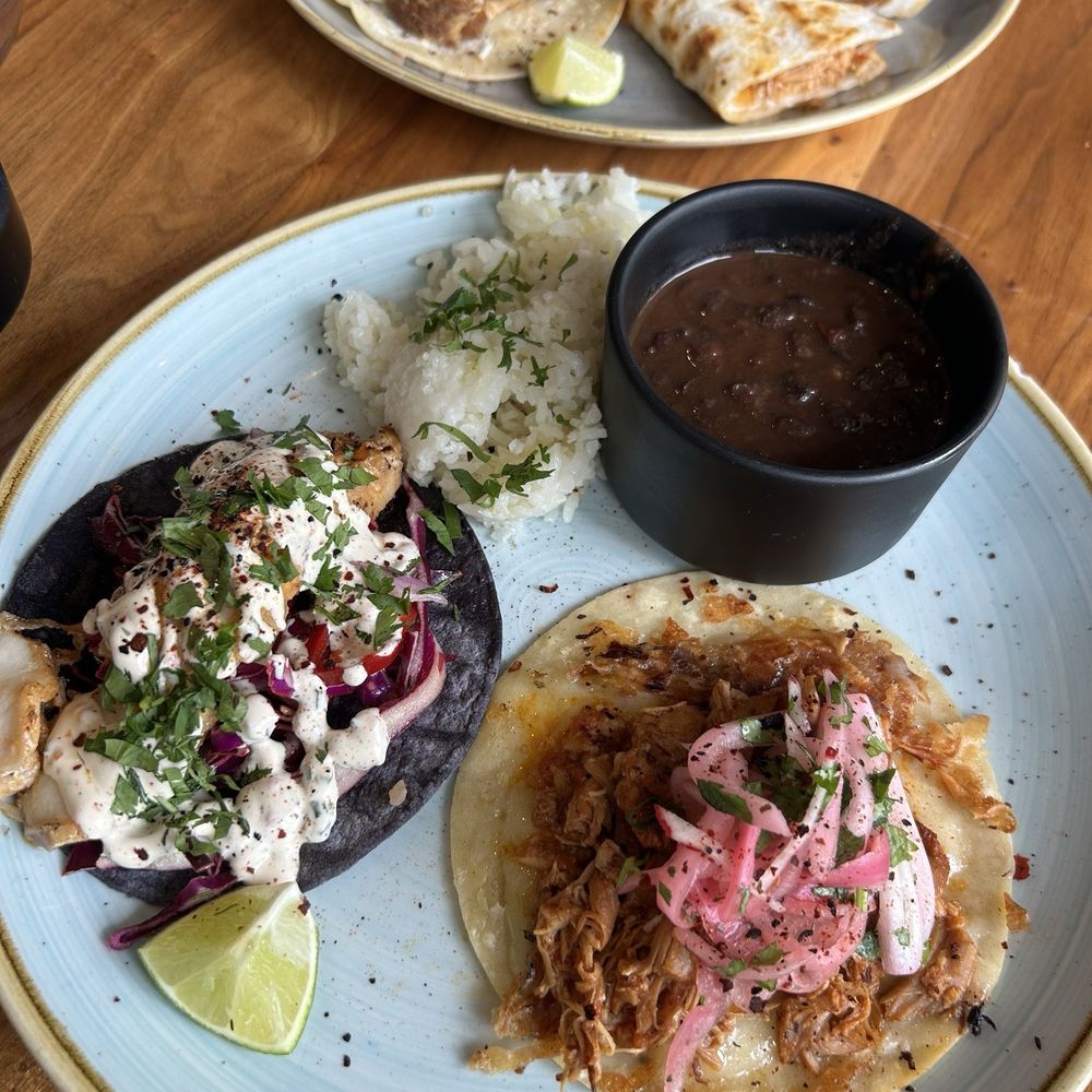 Lady Nomada - Mexican Kitchen - Lunch special - chicken tinga and Baja fish taco with rice and beans - Mexican Near Me - Arvada, Colorado