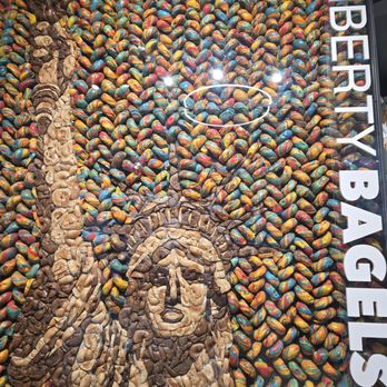 Liberty Bagels - Sign made of bagels - Bagels Near Me - New York, New York Liberty Bagels - Sign made of bagels - Bagels Near Me - New York, New York