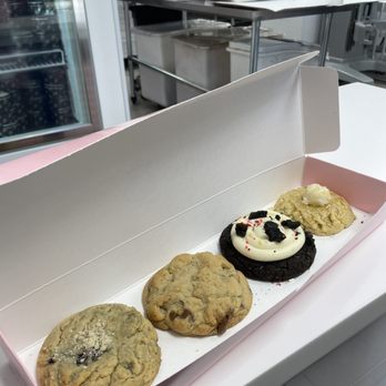 Crumbl - Santee - From left: blueberry muffin, milk chocolate chip, oreo birthday, cornbread - Bakeries Near Me - Santee, California Crumbl - Santee - From left: blueberry muffin, milk chocolate chip, oreo birthday, cornbread - Bakeries Near Me - Santee, California