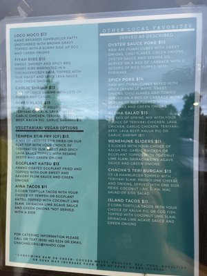 Menu photo 5 Chacha's Hawaiian Grill Eugene Or, OR