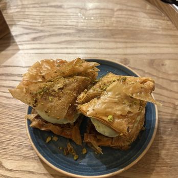 Filo Dessert - Walnut baklava with pistachio ice cream - Desserts Near Me - Orange, California