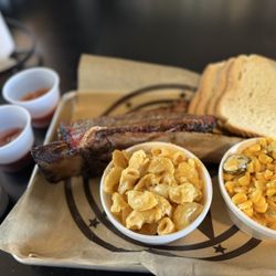 Big A*$ Beef Ribs with Mac Cheese and jalapeño cream corn