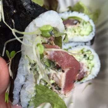 Kikuchi's - Ahi tuna wrap, oh my! Fresh ahi, wasabi sauce, greens, perfect!! Definite 5 stars - Food Trucks Near Me