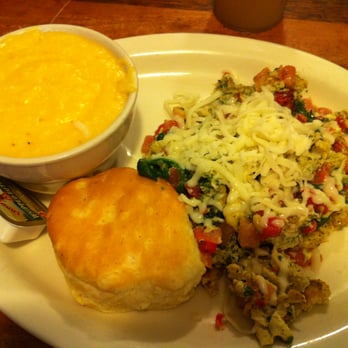 Brother Juniper's - greek scramble, cheese grits, biscuit - Breakfast & Brunch Near Me - Memphis, Tennessee