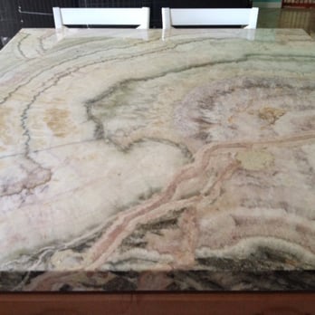 Olympia Marble & Granite - Onyx island- notice how Kosta got the veins to line up along the mitered edge! - Building Supplies Near Me - Van Nuys, California