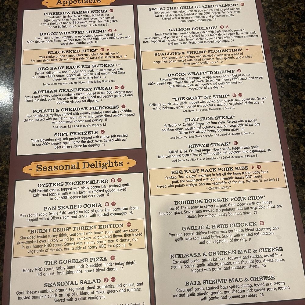 FIREBREW Bar & Grill - Menu picture - Bars Near Me - Virginia Beach, Virginia
