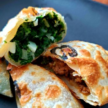 Chalos - Spinach Empanada and Carne Dulce (Sweet Beef) Empanada - Coffee & Tea Near Me - San Francisco, California Chalos - Spinach Empanada and Carne Dulce (Sweet Beef) Empanada - Coffee & Tea Near Me - San Francisco, California