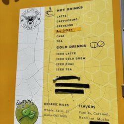 Buzzing Bee Coffee - Small straight to the point menu