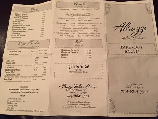Menu photo 2 Abruzzi Italian Cucina Irwin, PA