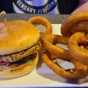 Whiskey Bent Bar & Grill - Grilled Tenderloin Sandwich served with Onion Rings ($1 upcharge). - American Near Me - Avon, Indiana
