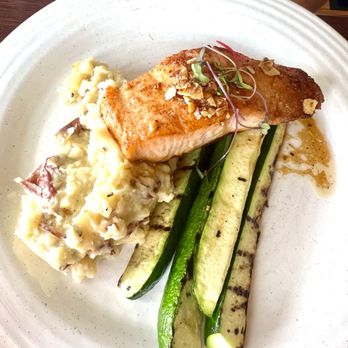 Clover Harvest - Maple glazed salmon with red potato mash - American Near Me - Clover, South Carolina