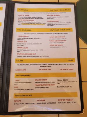 Menu photo 1 Crystal Creek Sandwich Flagstaff, AZ
