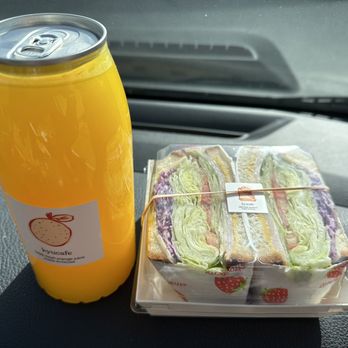 kyucafe - Squeezed orange juice ($7.50) and turkey sandwich ($6) - Cafes Near Me - Los Angeles, California kyucafe - Squeezed orange juice ($7.50) and turkey sandwich ($6) - Cafes Near Me - Los Angeles, California