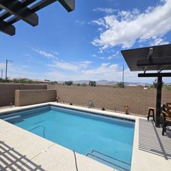 Tribal Waters - Finished product with Pool, Equipment Wall and two Pergerla's, one 12X12 and the other 6X22. The backyard is so enjoyable now.