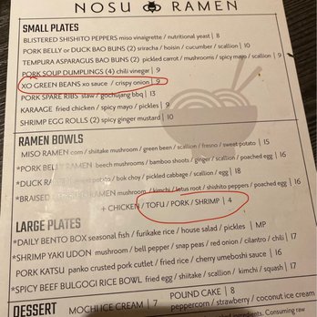 Nosu Ramen - Cheating customer, Charged me $10 for green beans, $5 for add protein. - Ramen Near Me - Golden, Colorado
