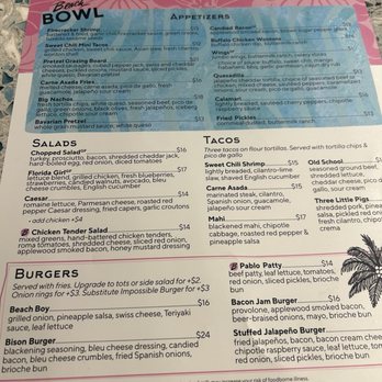 Beach Bowl - Menu - Bowling Near Me - Jacksonville Beach, Florida