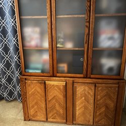 Kings Gospel Mission - My solid oak hutch with glass doors. The bottom cupboards open outward with shelves. This was a great buy!