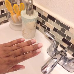 JJ Blossom Nails & Spa - Needed to rinse the exceed dipping gel & learned that bathroom was clean. Also offered the soft brush if you needed.