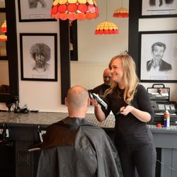 The Trim Bin Barbers - Sallynoggin - The lovely, Halina, in action.