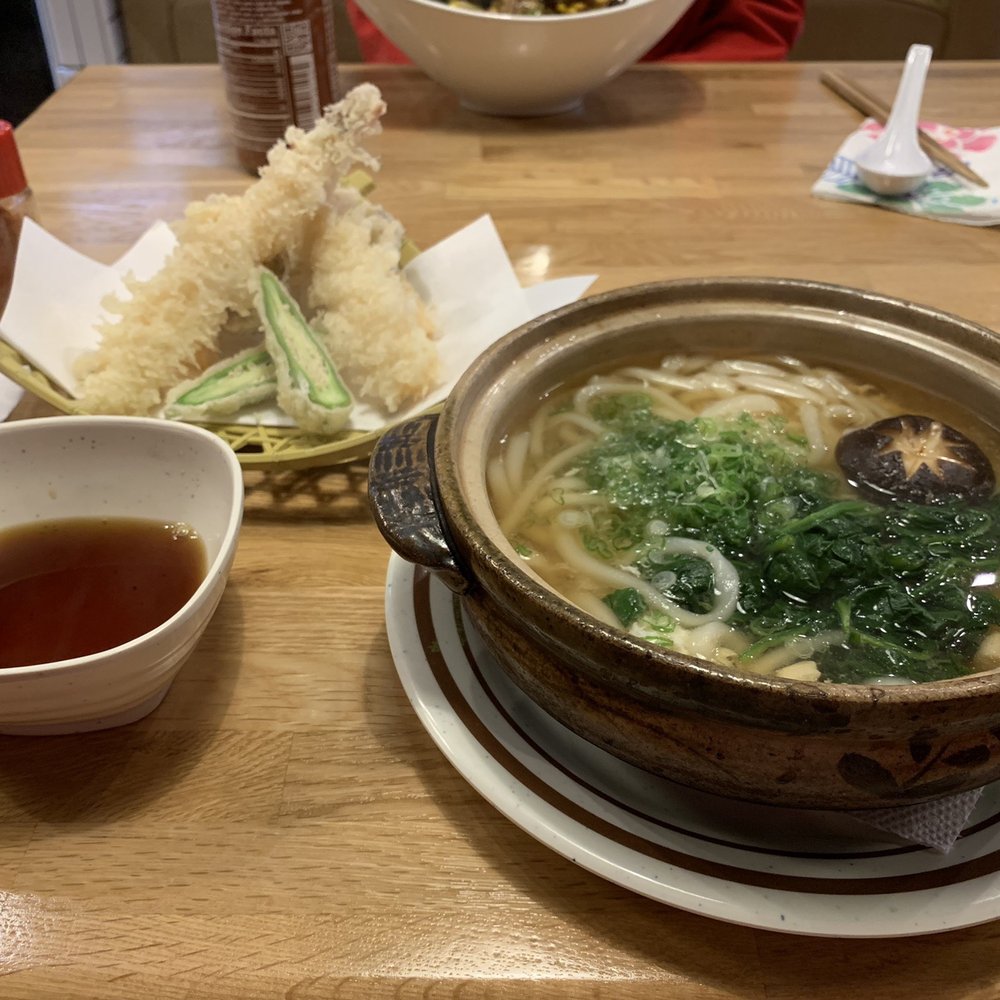 Circle Noodle - Nabeyaki Udon with a side of tempura. - Japanese Near Me - Roswell, Georgia Circle Noodle - Nabeyaki Udon with a side of tempura. - Japanese Near Me - Roswell, Georgia
