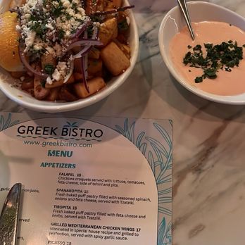 Greek Bistro - Lemon Potatoes & delicious sauce - Greek Near Me - Glendale, California