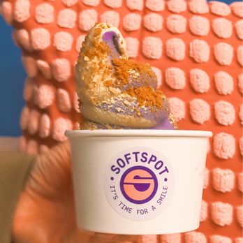 Softspot - Ube & Shaken Espresso Soft Serve topped with Toasted Coconut and Biscoff Cookie Crumble - Desserts Near Me - Chantilly, Virginia
