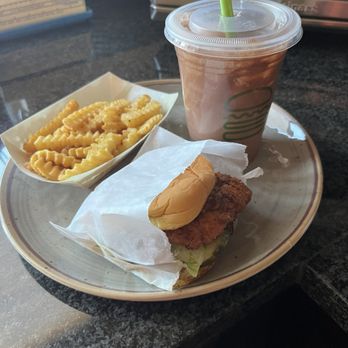 Shake Shack Kierland Commons - Chicken Shack, crinkle fries and non-dairy chocolate shake. - Burgers Near Me - Scottsdale, Arizona