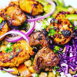 Chicken kebab gourmet salad at Abi's falafel in Trumbull