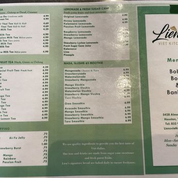 Lien's Viet Kitchen - Menu page 2 (summer 2024) - Vietnamese Near Me - Houston, Texas