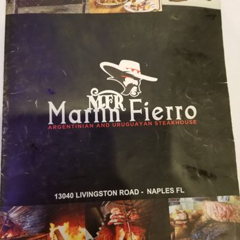 Martin Fierro Restaurant - The MENU which has a wine insert and special 2 for 1 prefix special. - Steakhouses Near Me - Naples, Florida Martin Fierro Restaurant - The MENU which has a wine insert and special 2 for 1 prefix special. - Steakhouses Near Me - Naples, Florida