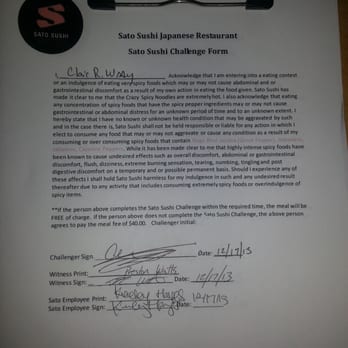 Sato Sushi - The Disclaimer! Yikes! - Sushi Bars Near Me - Lancaster, California