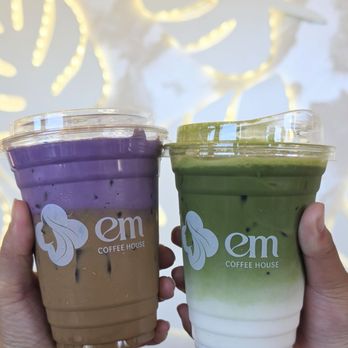 Em Coffee House - L: coco ube R: matcha latte. - Coffee & Tea Near Me - San Jose, California Em Coffee House - L: coco ube R: matcha latte. - Coffee & Tea Near Me - San Jose, California