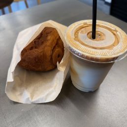 Vanilla latte, chocolate croissant