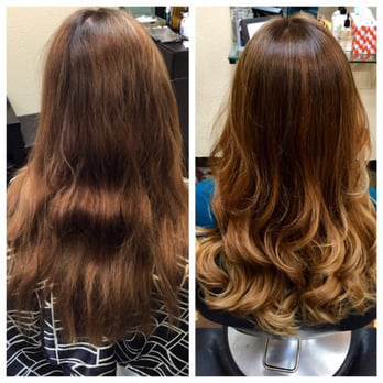 Before Brassy Medium Brown After Rich Base With Sombre