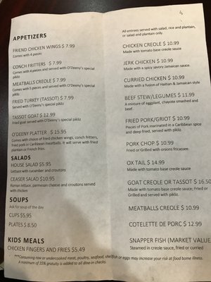 Menu photo 7 O'Deeny's Caribbean Restaurant Florida City, FL